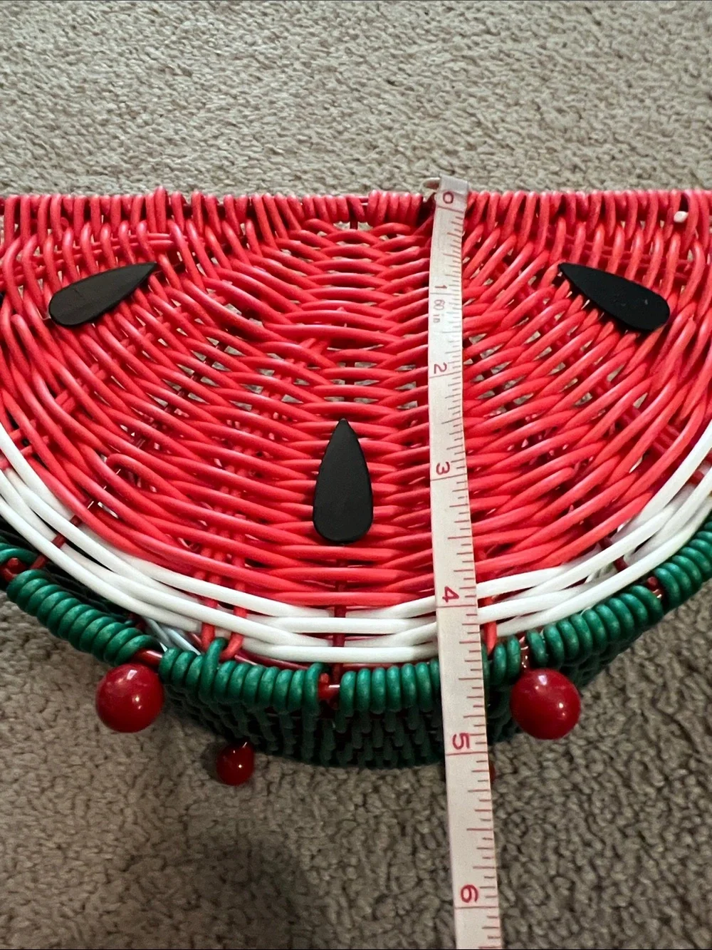 Watermelon Wicker Decorative Basket - Red/Green